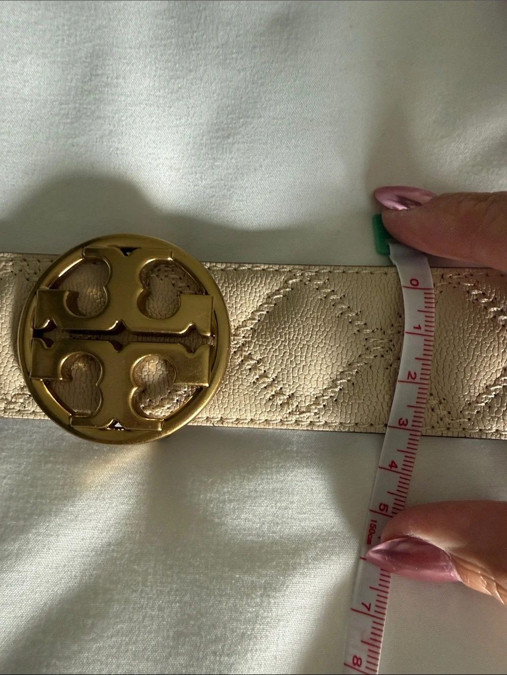 Tory Burch Cream Quilted Leather Crossbody Strap with Gold Logo